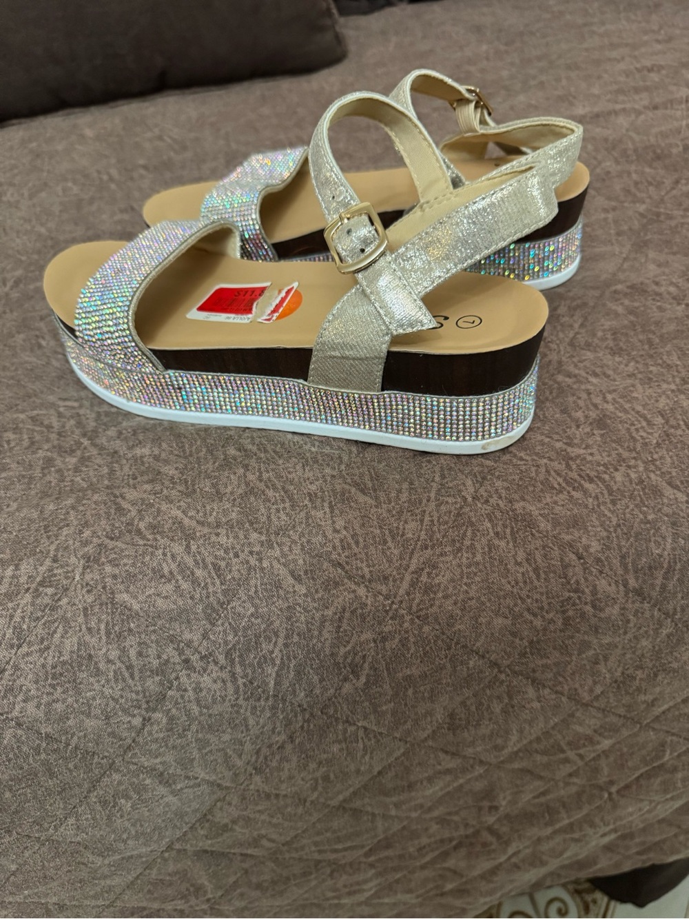 & Other Stories Iridescent Crystal Platform Sandals in Gold